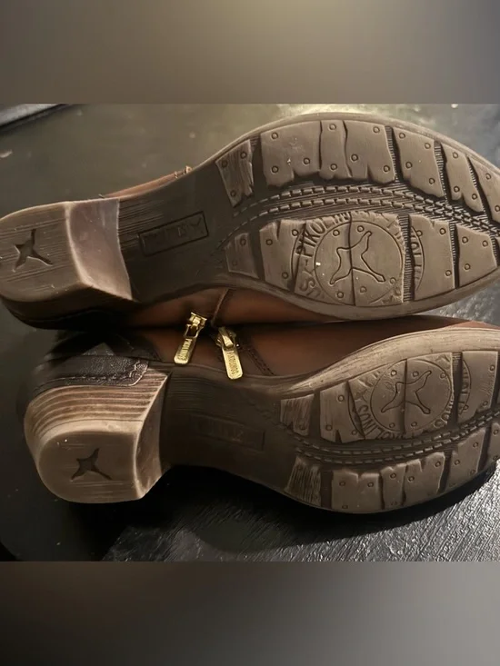 Pikolinos Women's Brown Leather Ankle Booties  - Casual Block Heel ankle rope - Picture 5 of 10